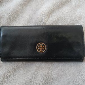 Tory Burch Black Leather Wallet Clutch